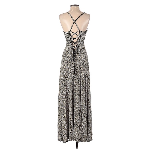 Free People Song of Summer Daisy Print Ruched Front Laced Back Maxi Dress Size S - Picture 3 of 5